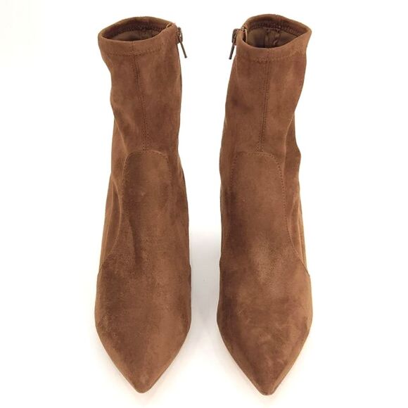 New Steve Madden Hayes Block Heel Brown Faux Suede Booties Boots Womens Size 10 - Picture 5 of 10